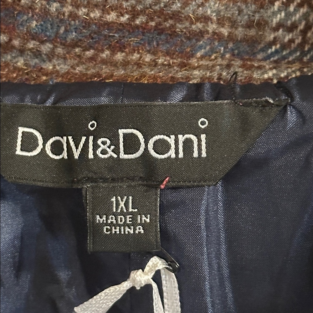 NWT Davi &Dani Brown Plaid Double-Breasted Coat - Picture 3 of 7